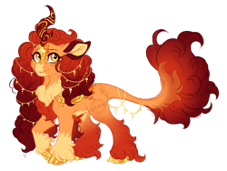 Size: 1024x772 | Tagged: safe, artist:azure-art-wave, oc, oc only, kirin, cloven hooves, ear cleavage, female, magical lesbian spawn, offspring, parent:autumn blaze, parent:saffron masala, simple background, solo, transparent background