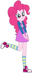 Size: 1342x3000 | Tagged: safe, artist:emeraldblast63, pinkie pie, human, equestria girls, g4, clothes, converse, shoes, simple background, socks, solo, striped socks, transparent background