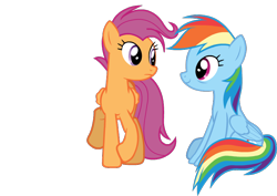 Size: 780x553 | Tagged: safe, artist:sasha-flyer, rainbow dash, scootaloo, pegasus, pony, g4, animated, animated png, cute, cutealoo, dashabetes, duo, female, mare, nose wrinkle, older, older rainbow dash, older scootaloo, scootalove, simple background, transparent background, vector, wholesome