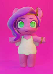 Size: 2500x3500 | Tagged: safe, artist:shugrcube, pipp petals, pegasus, anthro, unguligrade anthro, g5, 3d, blender, clay, clothes, dress, female, high res, looking at you, smiling, solo, t pose