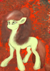 Size: 1080x1535 | Tagged: safe, artist:tupuan, oc, earth pony, pony, abstract background, female, mare, red, solo