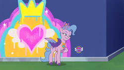Size: 3072x1727 | Tagged: safe, screencap, queen haven, pegasus, pony, g5, my little pony: tell your tale, sneaksy strikes again, spoiler:g5, spoiler:my little pony: tell your tale, spoiler:tyts01e34, female, graffiti, high res, mare, smiling, solo, youtube link