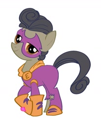 Size: 1050x1274 | Tagged: safe, artist:xekinise, earth pony, pony, undead, zombie, zombie pony, boots, clothes, lidded eyes, looking at you, male, mask, plants vs zombies, ponified, shoes, simple background, smiling, solo, super brainz, superhero costume, torn clothes, white background