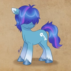 Size: 3158x3158 | Tagged: safe, artist:haruh_ink, oc, oc only, earth pony, pony, hair over eyes, high res, solo