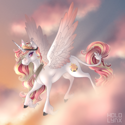 Size: 1000x1000 | Tagged: safe, artist:hololynx, oc, oc only, alicorn, pony, alicorn oc, horn, solo, wings