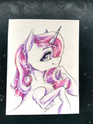 Size: 3000x4000 | Tagged: safe, artist:dankpegasista, fleur-de-lis, pony, unicorn, g4, bust, chest fluff, female, pencil drawing, photo, traditional art