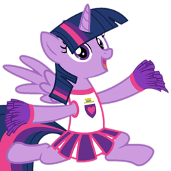 Size: 832x835 | Tagged: safe, artist:katnekobase, artist:twilyisbestpone, twilight sparkle, alicorn, pony, g4, adorkable, cheering, cheerleader, cheerleader outfit, cheerleader sparkle, clothes, cute, dork, female, happy, mare, open mouth, open smile, pegasus wings, simple background, smiling, solo, spread wings, transparent background, twiabetes, twilight sparkle (alicorn), wings