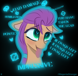 Size: 1475x1440 | Tagged: safe, artist:magentastranger, sunny starscout, earth pony, pony, g5, ahegao, crossover, female, open mouth, quake, quake 3 arena, solo, tongue out