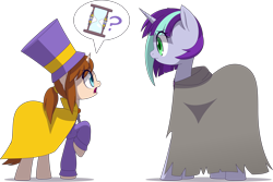 Size: 3701x2472 | Tagged: safe, artist:zacatron94, oc, oc only, oc:aurora glimmer, pony, unicorn, a hat in time, cloak, clothes, female, hat, high res, hourglass, mare, simple background, transparent background