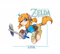 Size: 2048x1828 | Tagged: safe, artist:drtuo4, pony, unicorn, link, master sword, ponified, shield, solo, sword, the legend of zelda, weapon