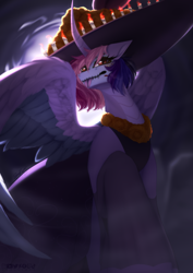 Size: 2150x3035 | Tagged: safe, artist:sparkie45, oc, oc:sparkie, alicorn, dragon, hybrid, pony, catrina (calavera garbancera), dia de los muertos, high res, solo, speedpaint