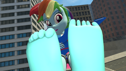 Size: 1920x1080 | Tagged: safe, artist:lulw73, rainbow dash, human, equestria girls, g4, 3d, barefoot, electric guitar, feet, fetish, foot fetish, foot focus, guitar, guitar solo, macro, musical instrument, playing guitar, scrunching toes, soles, source filmmaker