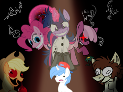 Size: 2732x2048 | Tagged: safe, artist:knackmaster77, applejack, cheerilee, pinkie pie, twilight sparkle, smile hd, g4, boyfriend (friday night funkin), creepypasta, friday night funkin', high res