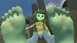 Size: 600x338 | Tagged: safe, artist:lulw73, wallflower blush, human, equestria girls, equestria girls specials, g4, my little pony equestria girls: better together, my little pony equestria girls: forgotten friendship, 3d, animated, barefoot, feet, female, fetish, foot fetish, foot focus, giantess, macro, soles, source filmmaker, toes, wiggling toes