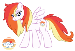 Size: 1146x780 | Tagged: safe, artist:lugiaangel, oc, oc only, oc:sunset breeze, pegasus, pony, cutie mark, female, lidded eyes, looking at you, mare, simple background, smiling, solo, spread wings, transparent background, wings