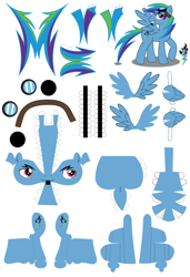 Size: 2400x3500 | Tagged: safe, artist:lugiaangel, artist:pudgieadopts, oc, oc only, oc:lightning blitz, pegasus, pony, craft, goggles, goggles on head, grin, high res, male, papercraft, raised hoof, simple background, smiling, solo, spread wings, stallion, white background, wings
