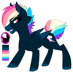 Size: 2000x2000 | Tagged: safe, artist:puppythekat (sofurry), rainbow dash, pegasus, pony, g4, alternate universe, female, high res, mare, redesign, reference sheet, simple background, smiling, solo, transparent background