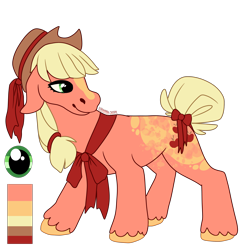 Size: 2000x2000 | Tagged: safe, artist:puppythekat (sofurry), applejack, earth pony, pony, g4, alternate universe, female, hat, high res, looking back, mare, neckerchief, redesign, reference sheet, simple background, solo, transparent background