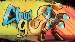 Size: 3840x2160 | Tagged: safe, artist:adagiostring, oc, oc only, earth pony, pony, high res, ponytail, solo
