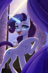 Size: 2159x3256 | Tagged: safe, artist:maybeweed, rarity, pony, unicorn, g4, female, glowing, glowing horn, high res, horn, mare, solo