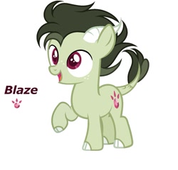 Size: 1465x1409 | Tagged: safe, artist:dustyygrey, oc, oc only, oc:blaze, dracony, hybrid, base used, colt, foal, horns, interspecies offspring, male, name, offspring, open mouth, parent:rarity, parent:spike, parents:sparity, simple background, smiling, solo, white background