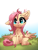 Size: 1600x2080 | Tagged: safe, artist:28gooddays, fluttershy, butterfly, pegasus, pony, g4, :o, butterfly on nose, cheek fluff, chest fluff, cloud, cute, ear fluff, female, full body, grass, insect on nose, looking at something, mare, one ear down, open mouth, raised hoof, shyabetes, sitting, sky, solo, spread wings, underhoof, wings