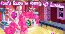 Size: 1190x627 | Tagged: safe, gameloft, pinkie pie, earth pony, gynoid, pony, robot, robot pony, g4, cropped, female, irony, meme, out of character, pinkie bot, roboticization, wow! glimmer