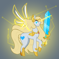 Size: 1000x1000 | Tagged: safe, artist:artywitch, alicorn, earth pony, pony, adora, armor, crossover, horn, jewelry, magic, ponified, regalia, she-ra, she-ra and the princesses of power, solo, tiara, wings
