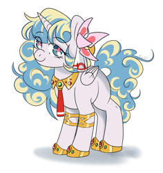 Size: 2375x2516 | Tagged: safe, artist:xwosya, alicorn, pony, anime, bracelet, female, filly, foal, high res, jewelry, necktie, nia teppelin, ponified, princess, simple background, smiling, tengen toppa gurren lagann, white background, wingding eyes, younger