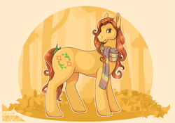 Size: 5787x4092 | Tagged: safe, artist:katarablankart, sunset sweety, earth pony, pony, g3, autumn, clothes, female, scarf, solo