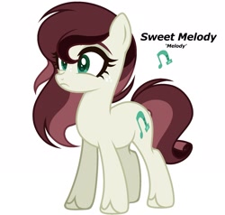 Size: 1569x1495 | Tagged: safe, artist:dustyygrey, artist:mint-light, oc, oc only, oc:sweet melody, earth pony, pony, base used, cutie mark, earth pony oc, female, freckles, magical lesbian spawn, mare, offspring, parent:applejack, parent:coloratura, parents:rarajack, reference sheet, simple background, solo, unshorn fetlocks, white background