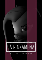 Size: 3009x4320 | Tagged: safe, artist:egr1n, pinkie pie, earth pony, pony, g4, 3d, angry, black background, breaking bad, el camino, female, jesse pinkman, lines, long hair, monochrome, movie poster, netflix, noir, parody, pinkamena diane pie, ponified, poster, poster parody, simple background, solo, source filmmaker, tired