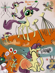 Size: 2624x3500 | Tagged: safe, artist:ja0822ck, queen chrysalis, bug pony, insect, mosquito, mosquito pony, pony, g4, brain bug, bug bite, burp, high res, mosquito bite, ponified, world bug pony council