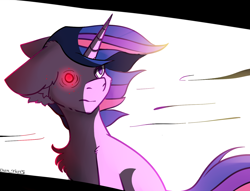 Size: 1504x1152 | Tagged: safe, artist:yuris, twilight sparkle, pony, unicorn, g4, ears back, female, simple background, solo