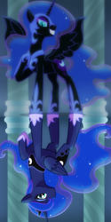 Size: 300x600 | Tagged: safe, artist:whitequartztheartist, edit, nightmare moon, princess luna, alicorn, pony, g4, flipped, reflection