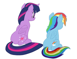 Size: 1034x800 | Tagged: safe, artist:benpictures1, rainbow dash, twilight sparkle, alicorn, pegasus, pony, g4, my little pony: rainbow roadtrip, butt, cute, dashabetes, duo, duo female, female, inkscape, mare, plot, rainbutt dash, simple background, transparent background, twiabetes, twibutt, twilight sparkle (alicorn), vector