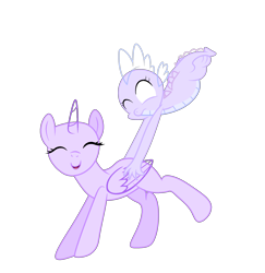 Size: 1932x1986 | Tagged: safe, artist:existencecosmos188, oc, oc only, alicorn, dragon, pony, alicorn oc, bald, base, dragoness, duo, female, horn, mare, simple background, smiling, transparent background, wings