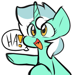 Size: 900x900 | Tagged: safe, artist:zutcha, lyra heartstrings, pony, unicorn, g4, female, laughing, open mouth, simple background, solo, speech bubble, transparent background