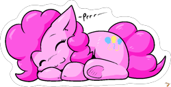 Size: 847x433 | Tagged: safe, artist:zutcha, pinkie pie, earth pony, pony, g4, female, purring, simple background, sleeping, solo, transparent background, underhoof