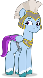 Size: 2213x4001 | Tagged: safe, artist:frownfactory, zoom zephyrwing, pegasus, pony, g5, my little pony: tell your tale, armor, colored wings, eyebrows, female, folded wings, frown, guardsmare, helmet, looking back, mare, pegasus royal guard, royal guard, simple background, solo, transparent background, vector, wings
