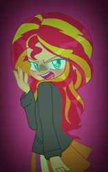 Size: 806x1280 | Tagged: safe, artist:hiumatve, sunset shimmer, human, equestria girls, g4, clothes, evil, female, open mouth, solo
