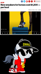 Size: 599x1066 | Tagged: safe, artist:frownfactory, artist:motownwarrior01, edit, rumble, pegasus, pony, g4, air jordans, article, baseball cap, bling, cap, clothes, colt, foal, gold chains, hat, irl, jacket, male, news, nike, photo, rapper, shoes, sneakers, sunglasses, swag, text, vector