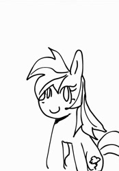 Size: 784x1128 | Tagged: safe, artist:maren, rainbow dash, pegasus, pony, g4, 2013, doodle, female, looking at you, mare, old art, sitting, smiling, solo