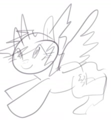 Size: 1254x1414 | Tagged: safe, artist:maren, rainbow dash, pegasus, pony, g4, 10 seconds flat, 2021, doodle, female, flying, mare, old art, smiling, solo, spread wings, wings