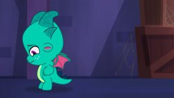 Size: 3072x1727 | Tagged: safe, screencap, sparky sparkeroni, dragon, g5, haunted house (episode), my little pony: tell your tale, spoiler:g5, spoiler:my little pony: tell your tale, spoiler:tyts01e31, baby, baby dragon, high res, male, solo, wavy mouth, youtube link