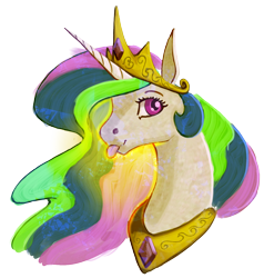 Size: 1000x1050 | Tagged: safe, artist:stray prey, princess celestia, alicorn, pony, crown, female, jewelry, mare, regalia, simple background, solo, tongue out, transparent background