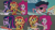 Size: 4400x2475 | Tagged: safe, edit, edited screencap, editor:quoterific, screencap, carrot bun, pinkie pie, sci-twi, sunset shimmer, twilight sparkle, human, equestria girls, g4, my little pony equestria girls: better together, x marks the spot, clothes, confused, disappointed, eyepatch, eyes closed, female, glasses, grin, gritted teeth, hat, one-piece swimsuit, open mouth, open smile, outstretched arms, pinkie pie swimsuit, pirate hat, ponytail, sarong, sci-twi swimsuit, smiling, sunset shimmer's beach shorts swimsuit, swimsuit, teeth