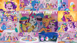 Size: 1975x1113 | Tagged: safe, edit, edited screencap, editor:quoterific, screencap, hitch trailblazer, izzy moonbow, mcsnips-a-lot, pipp petals, sunny starscout, zipp storm, bird, earth pony, pegasus, pony, seagull, unicorn, g5, my little pony: tell your tale, pony partay, spoiler:g5, spoiler:my little pony: tell your tale, spoiler:tyts01e25, female, male, mane five, mane stripe sunny, mare, pinkie fuel, stallion, that pony sure does love parties