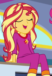 Size: 631x918 | Tagged: safe, screencap, sunset shimmer, human, equestria girls, equestria girls specials, g4, my little pony equestria girls: better together, my little pony equestria girls: sunset's backstage pass, clothes, cropped, pajamas, solo