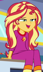 Size: 534x898 | Tagged: safe, screencap, sunset shimmer, human, equestria girls, equestria girls series, g4, sunset's backstage pass!, spoiler:eqg series (season 2), clothes, cropped, pajamas, solo
